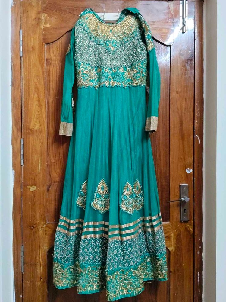 Elegant Green Embroidered Anarkali
