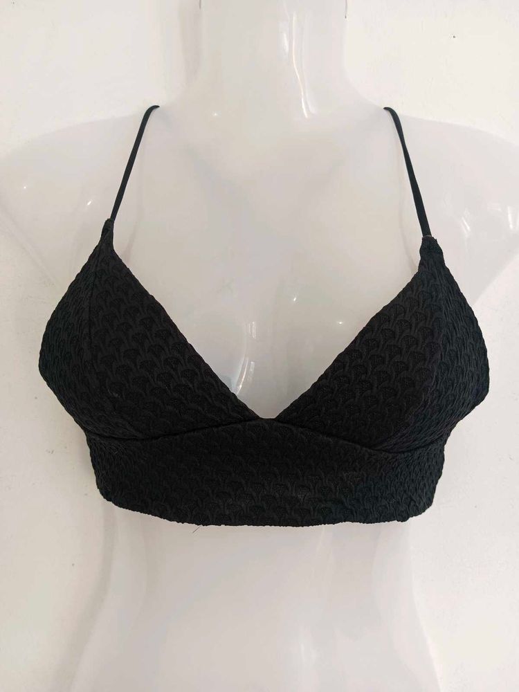 Textured Black Bikini Top