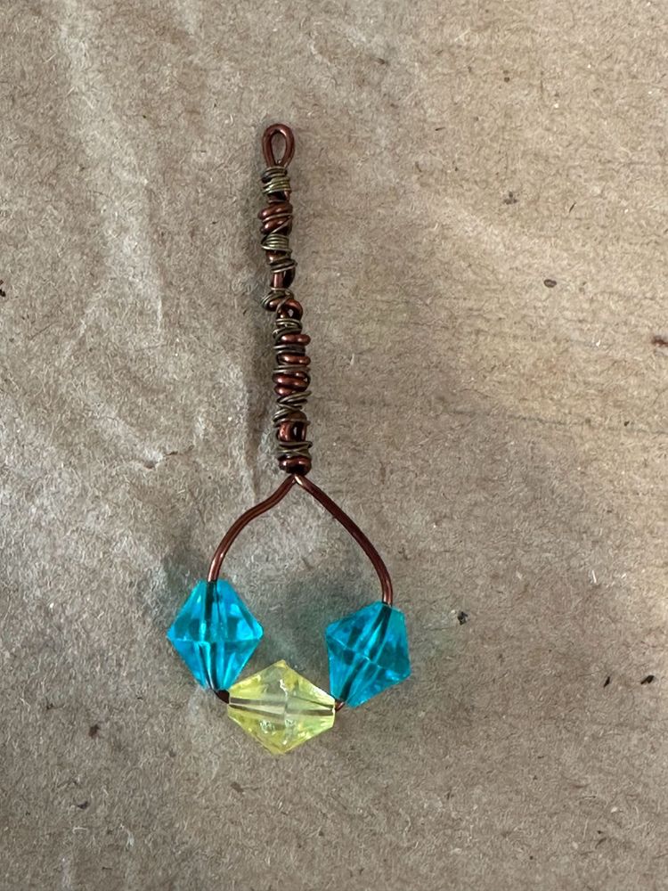 Handmade Beaded Pendant Copper