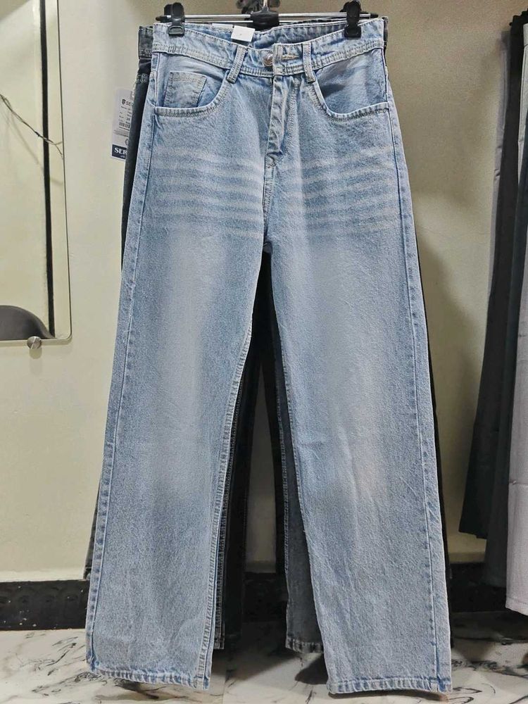 Light Wash whisker baggy Jeans