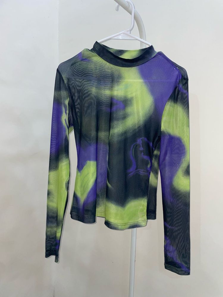 Trendy Mesh Long Sleeve Top