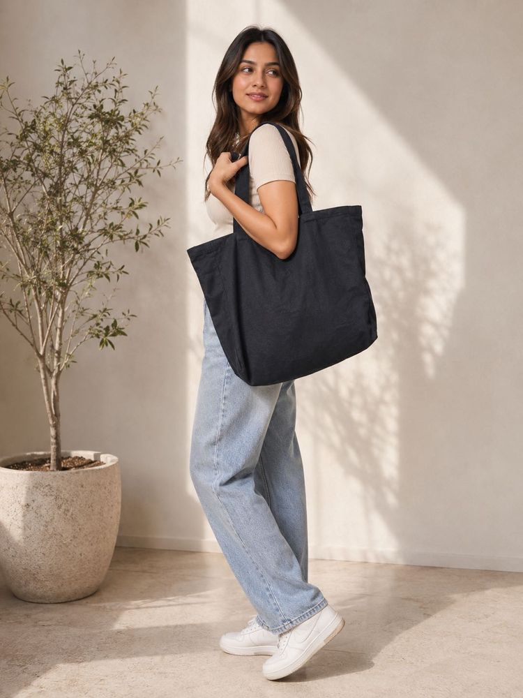 Classic Black Canvas Tote Bag