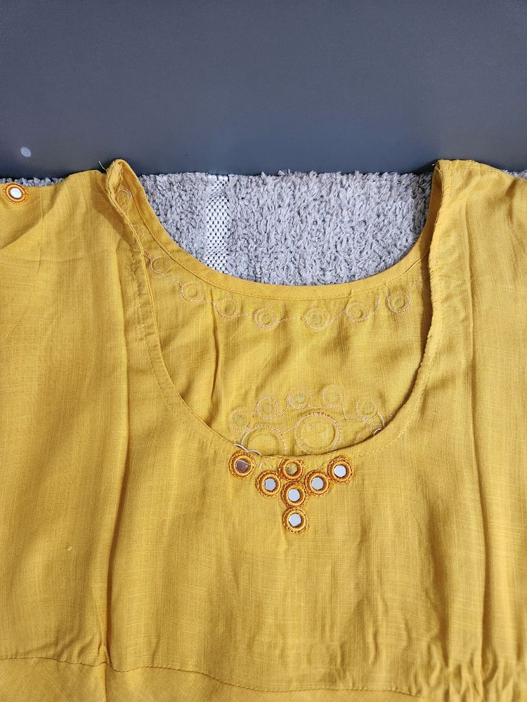 Mustard Yellow Nice Floor Length Kurti