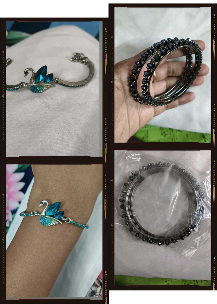 Sparkling Swan Bracelet &amp; Beaded Bangles Set