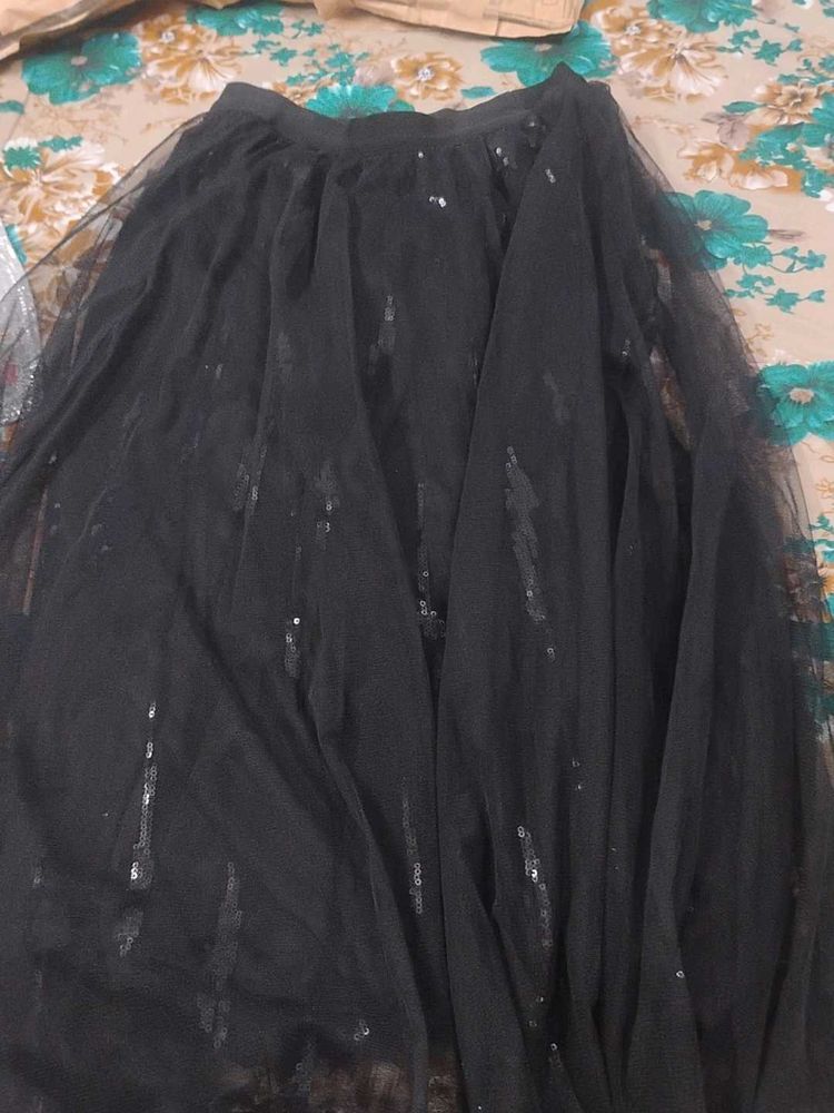 Black Sequin Skirt Partywear New