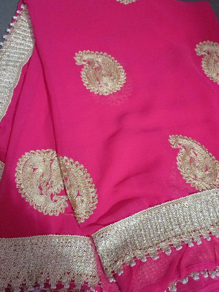 Pink Sare With  Stitched Blouse