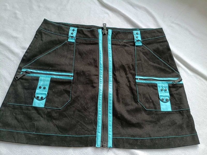 Black Mini Skirt with Contrast Stitching