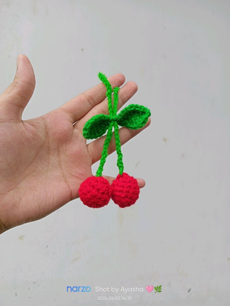 Crochet Cherry 🍒 Bag Charm 🧿
