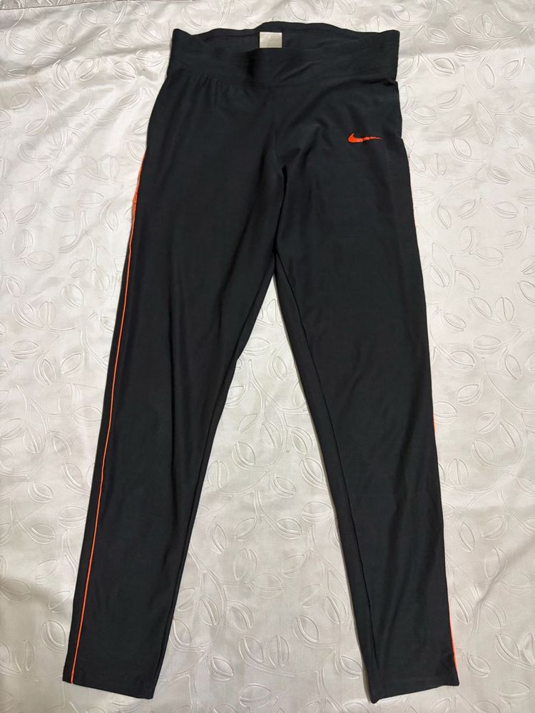 Nike Black Athletic Pants with Orange Stripe