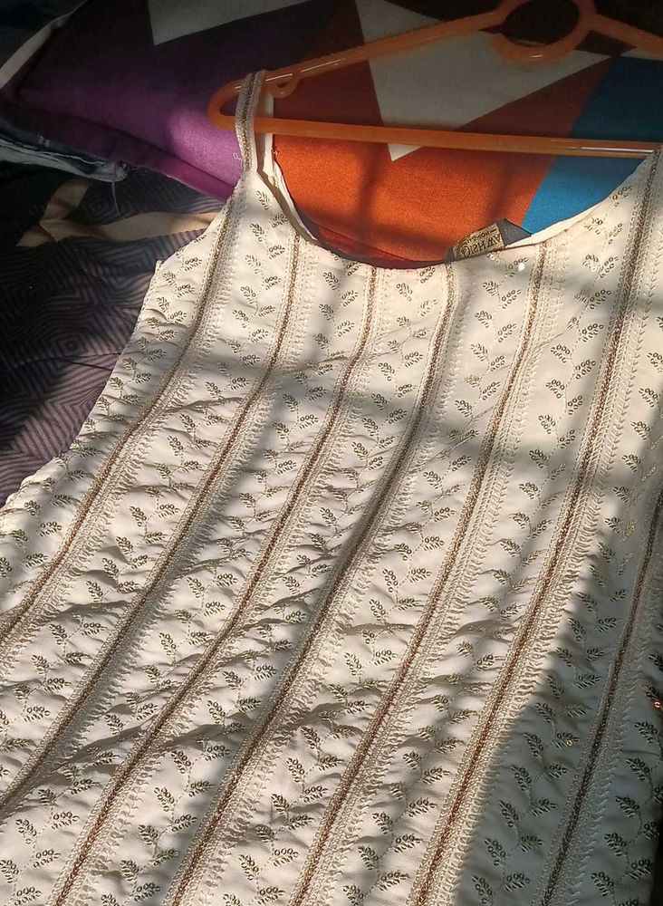 Elegant White Chikankari Dress Material