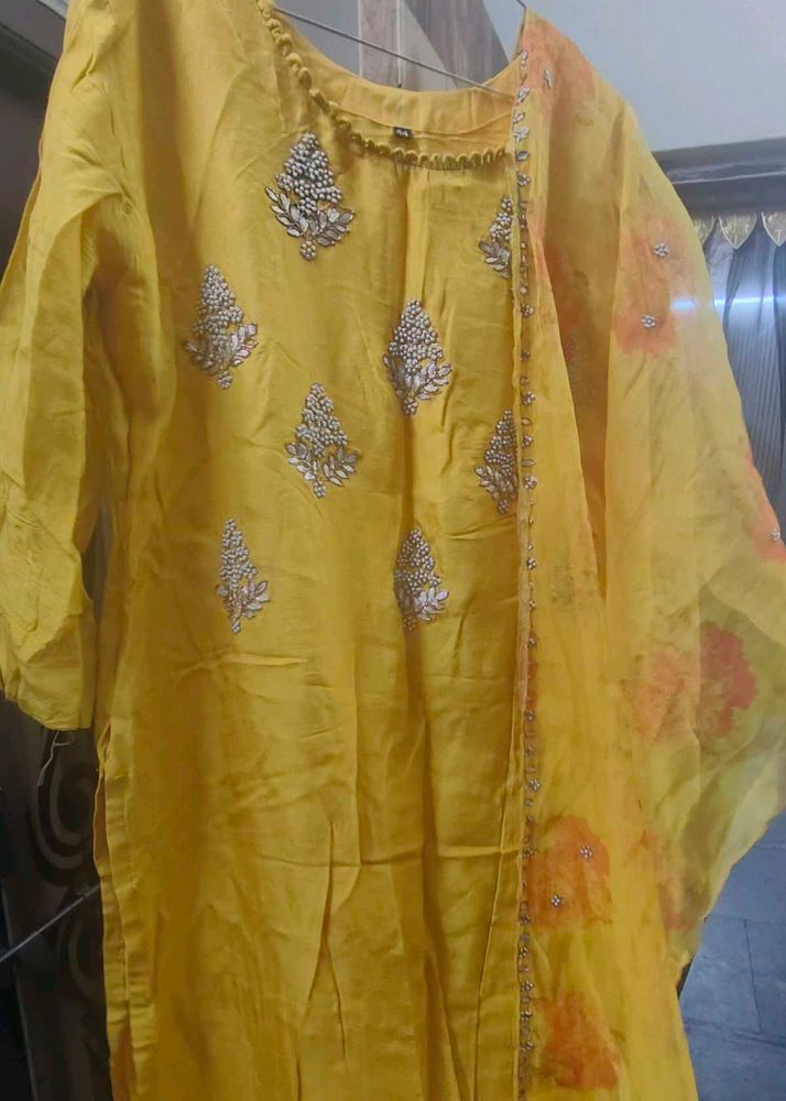 Yellow Kurta with Embellishments