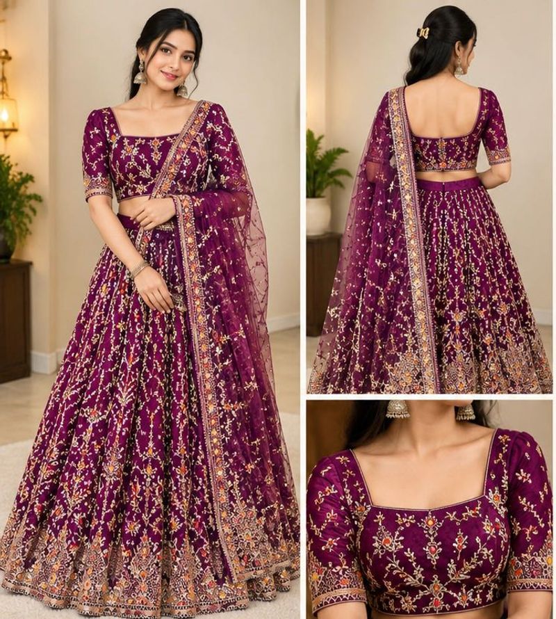 Exquisite Purple Embroidered Lehenga Choli