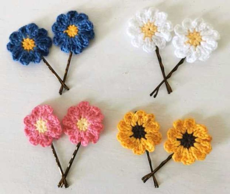 Handmade Crochet Flower Hair Pins