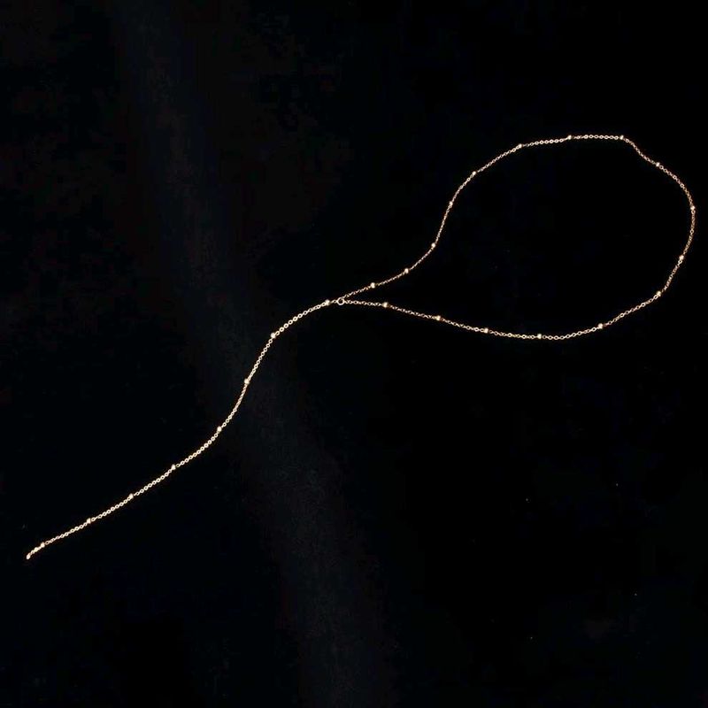 Gold Lariat Necklace with Beads