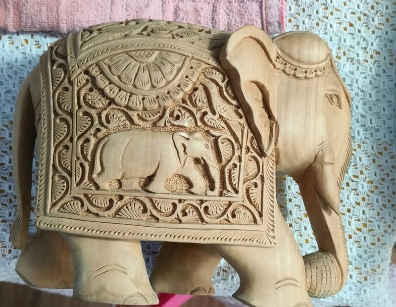 Hand Carved Wooden Elephant