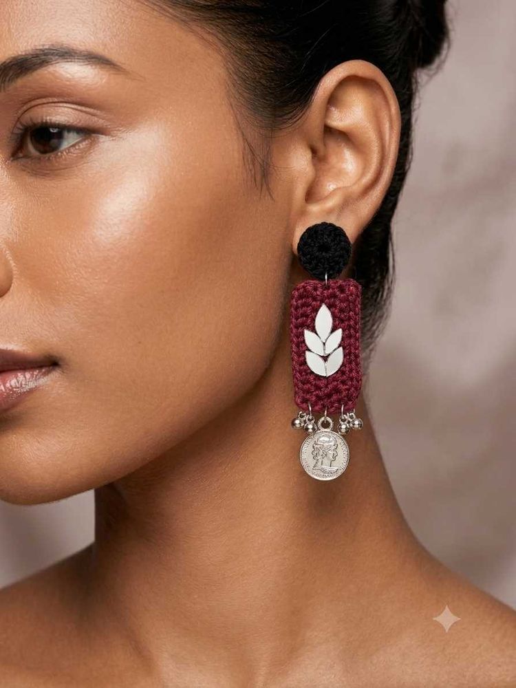 Boho Crochet Earrings with Coin Charm(Navratri)