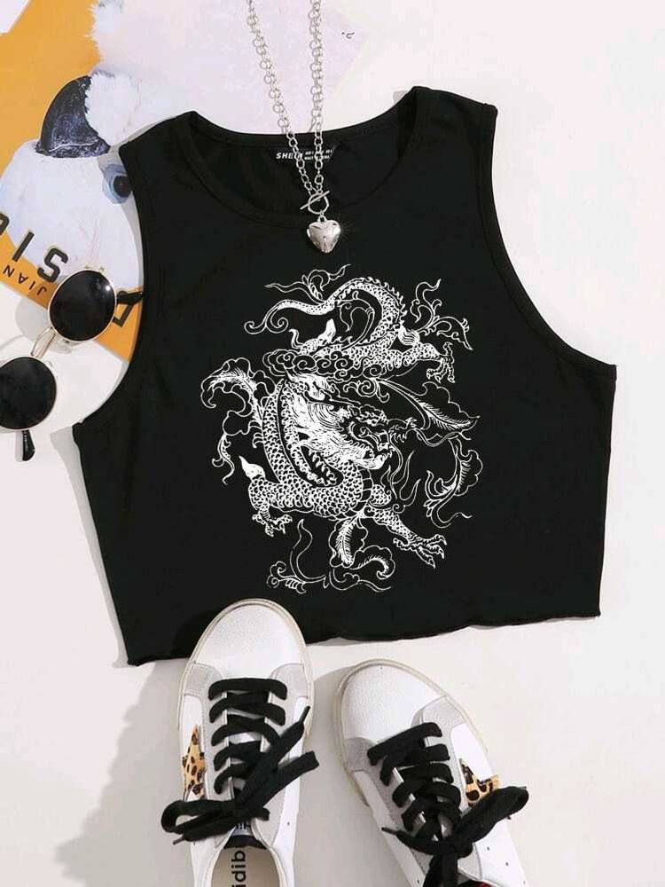 dragon print top