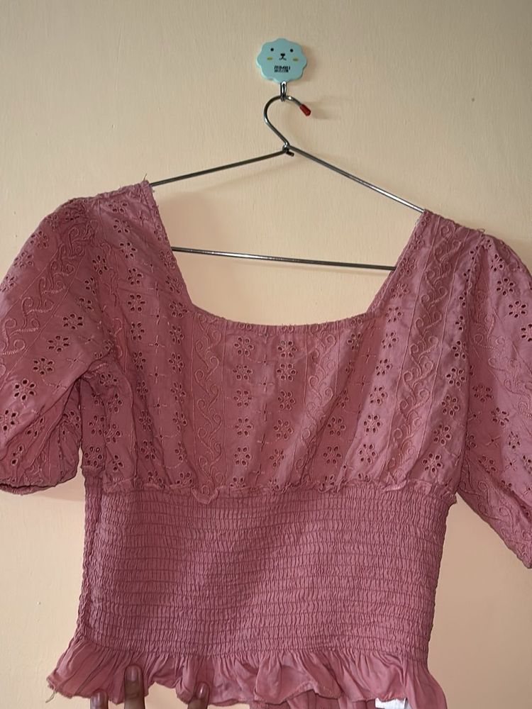 ONLY Chic Smocked Square Neck Puff Sleeve Top