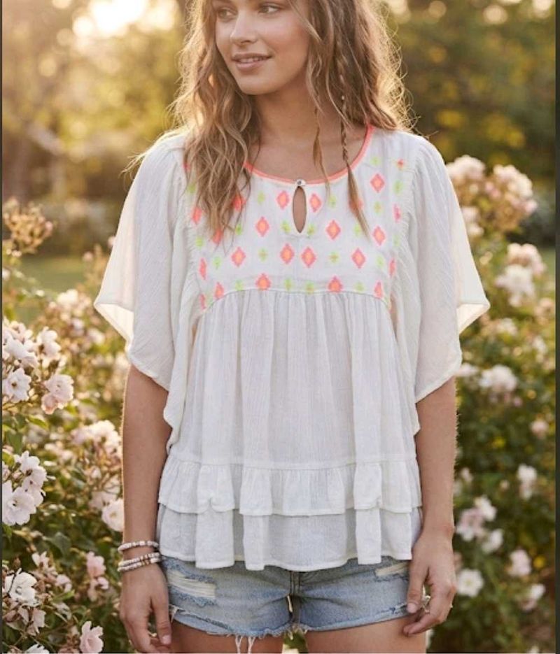 Boho Embroidered Tunic Top
