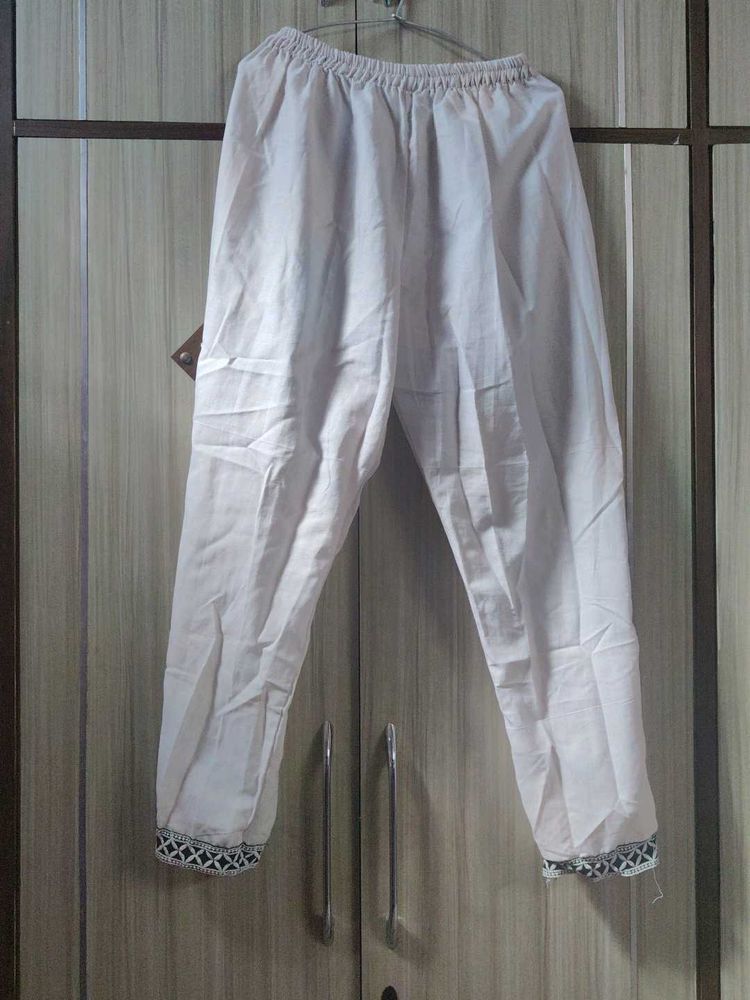 White Cotton Ethnic Pants