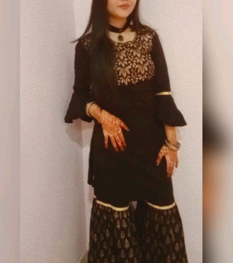 Black Ethnic Sharara For Women