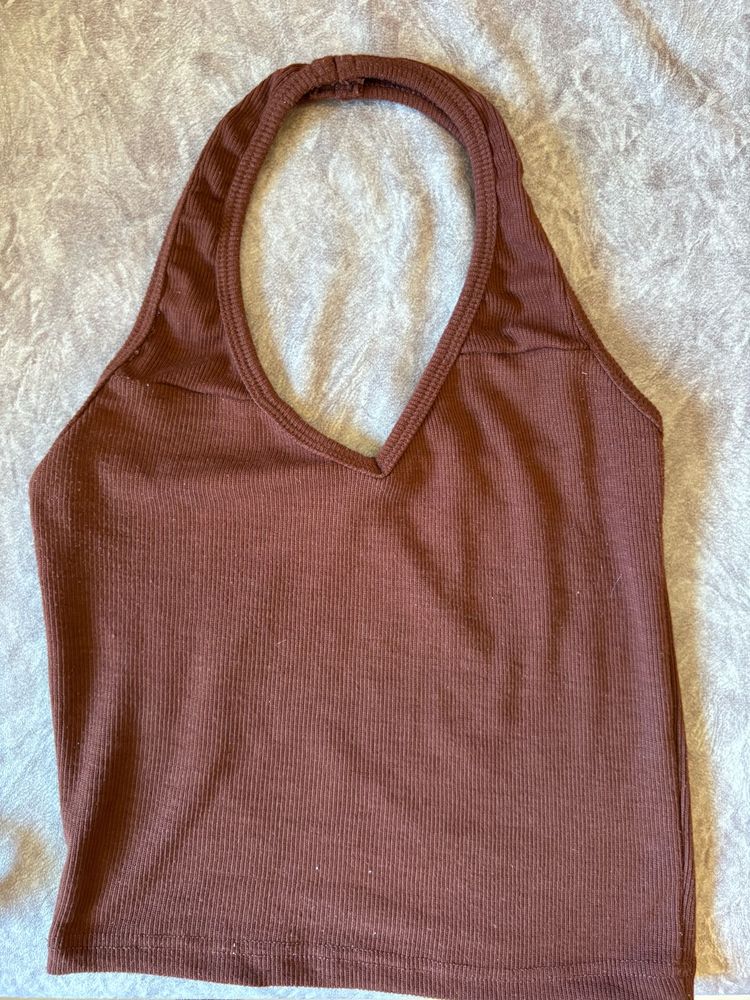 Halter Neck Brown Top