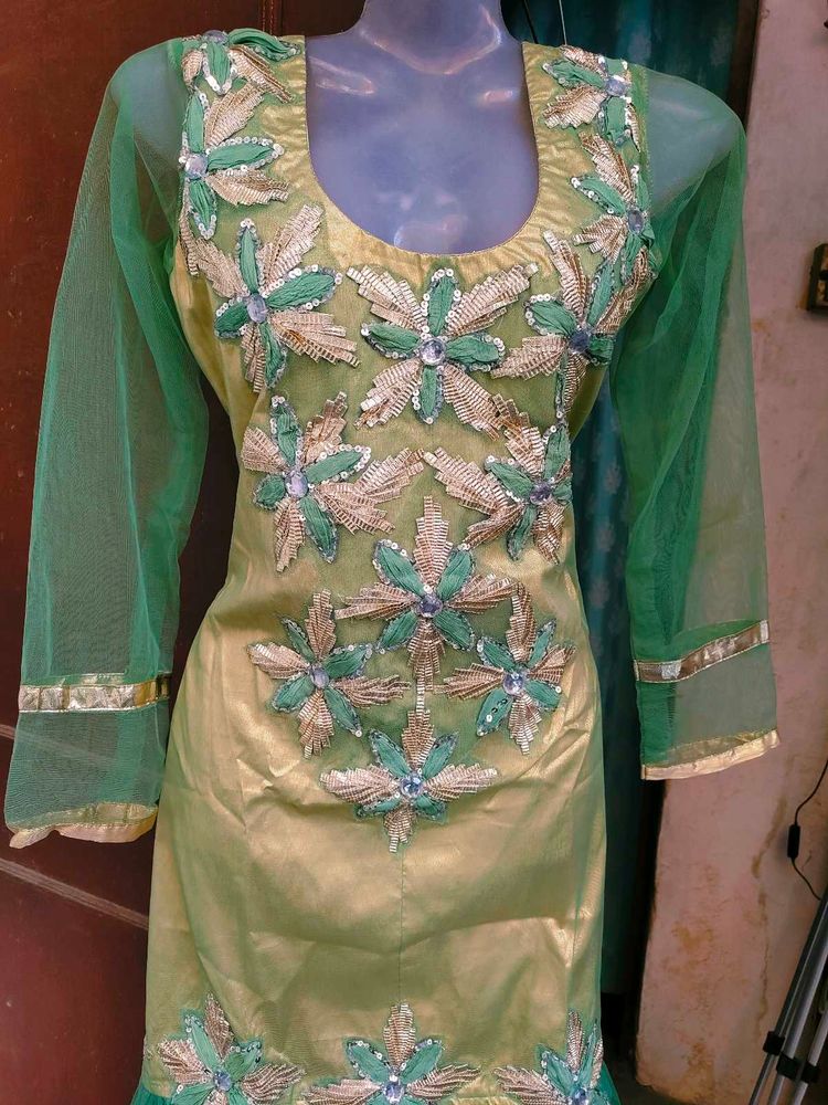Green Embroidered Kurta Dress