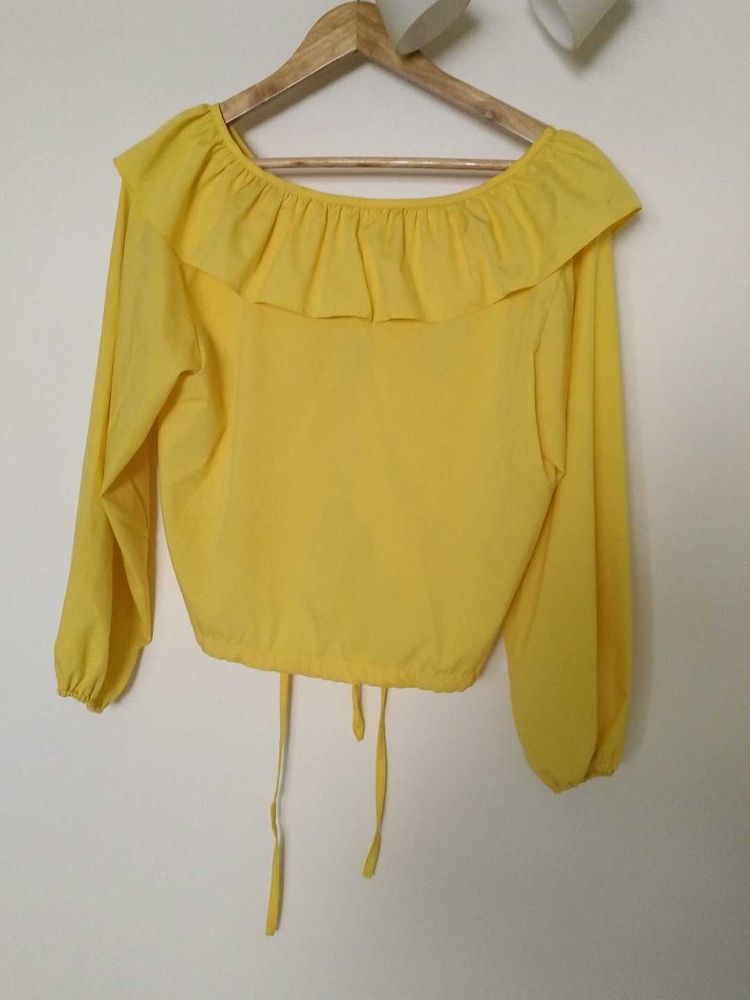 Yellow Ruffle Off-Shoulder Top