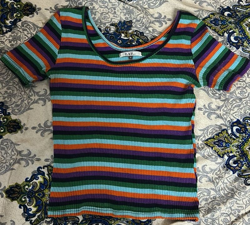 Colorful Striped Cropped top