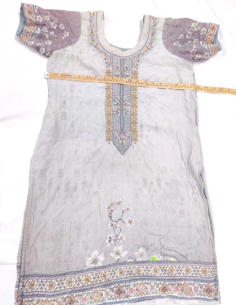 Light Grey Embroidered Kurta