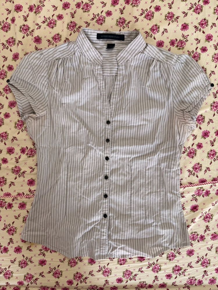Striped Button-Up Blouse