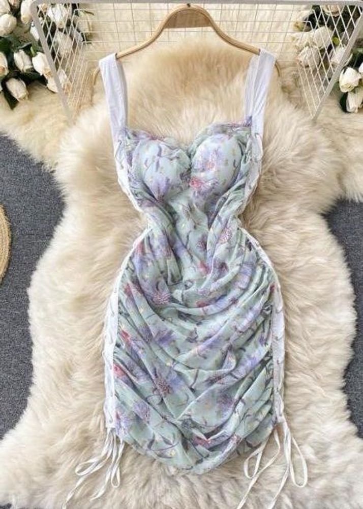 Floral Ruched Bodycon Dress