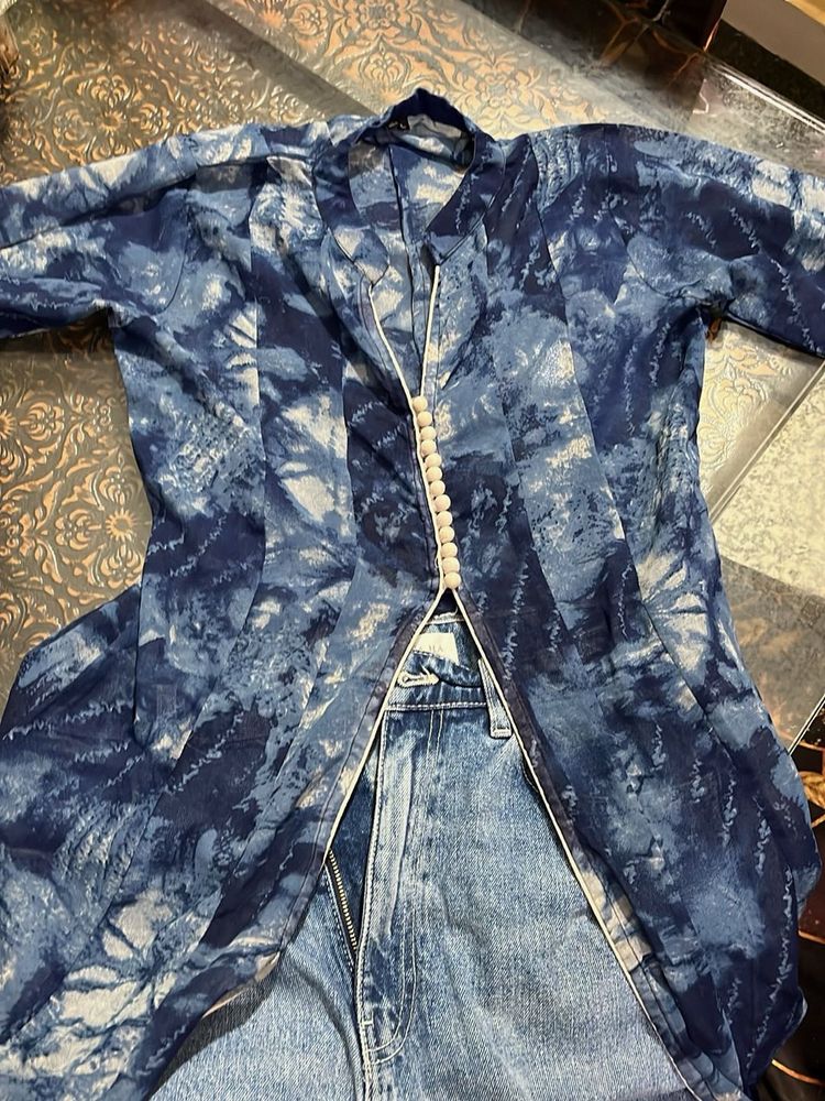 Blue Tie-Dye Long Kurta
