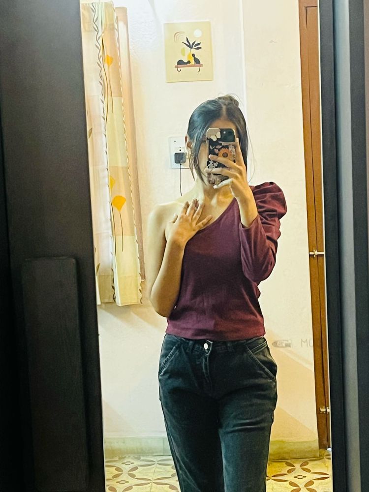 Maroon Off Shoulder Top