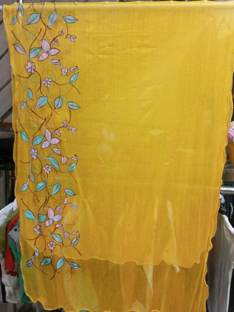 designed yellow duppata