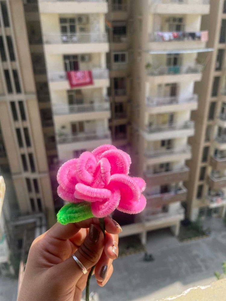 Handmade pink rose flower