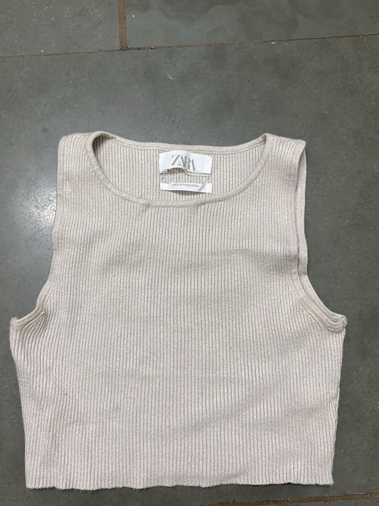 Zara Ribbed Cropped Tank Top