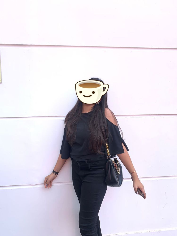 Chic Cold Shoulder Black Top