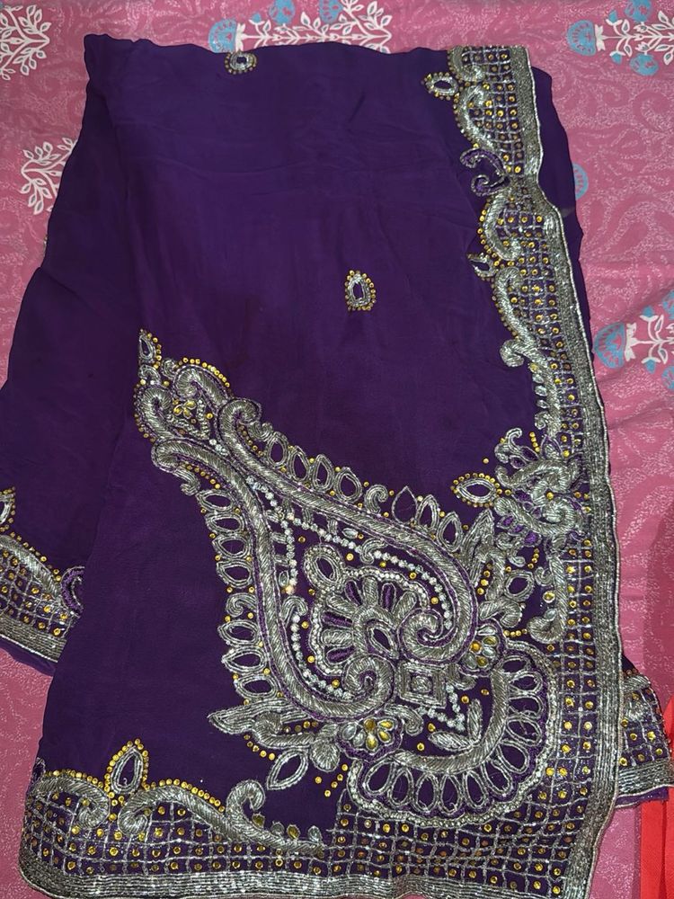 Vintage Embellished Purple Saree