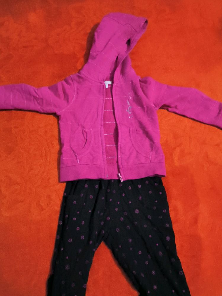 Baby Girl Winter Hoodie And Bottom Set