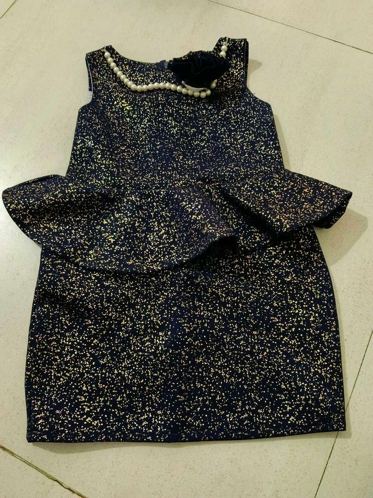 Sparkling Navy Blue Peplum frock