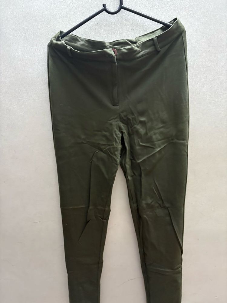 Olive Green Slim Fit Pants