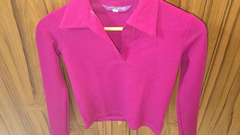 Uptownie Magenta Pink Collared Polo Top