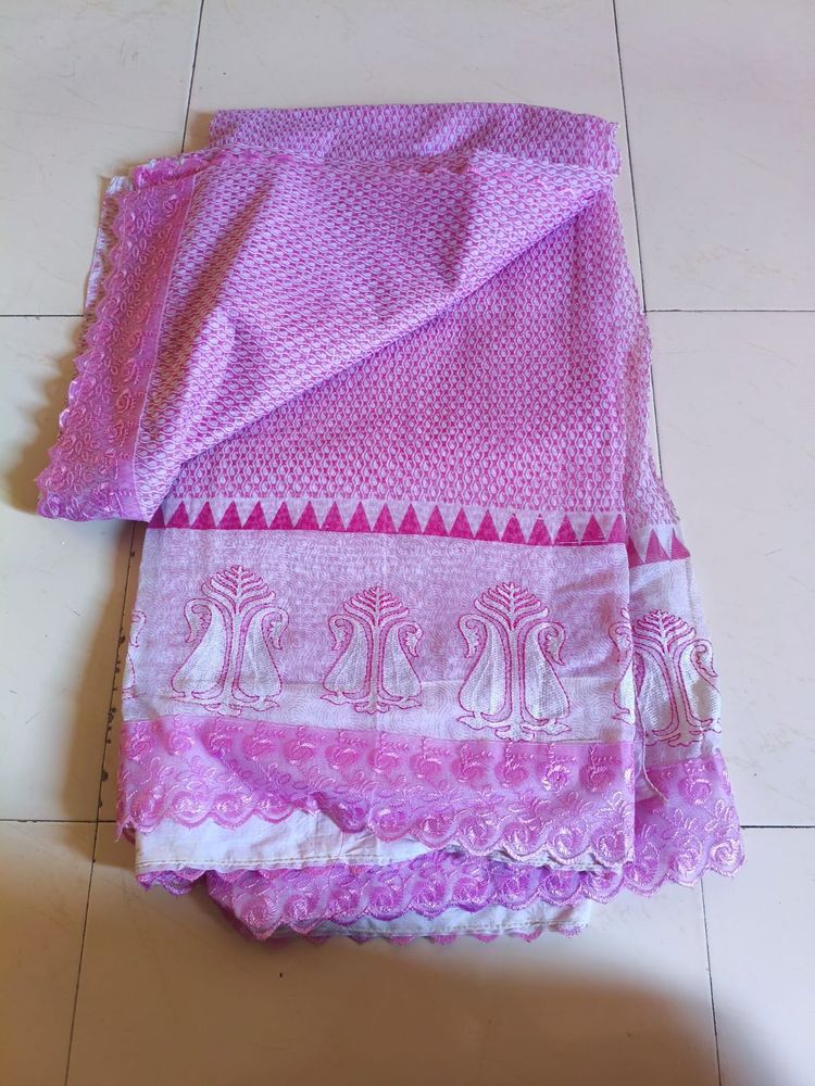 Beautiful Pink Saree with Intricate Designs
