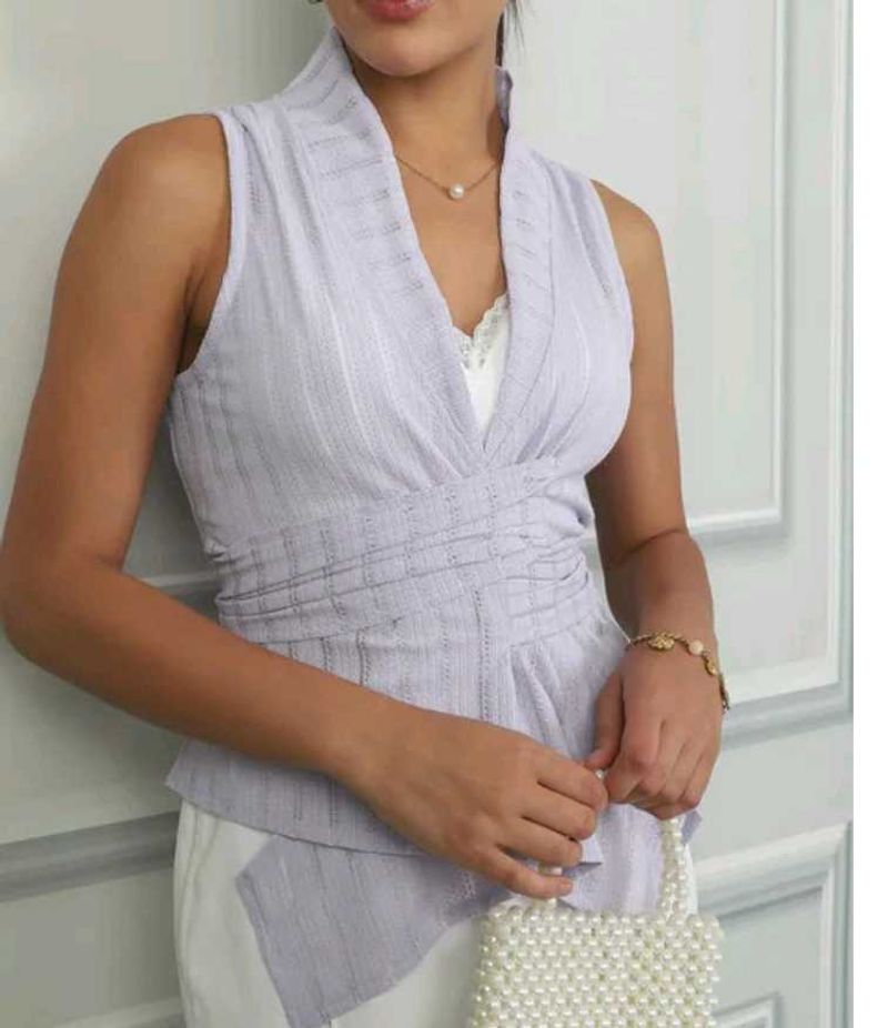 Chic Sleeveless Wrap Style Top