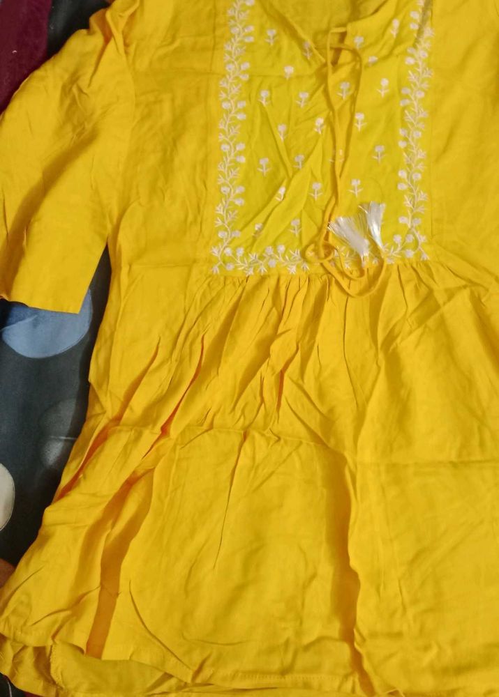 Yellow Embroidered Kurta