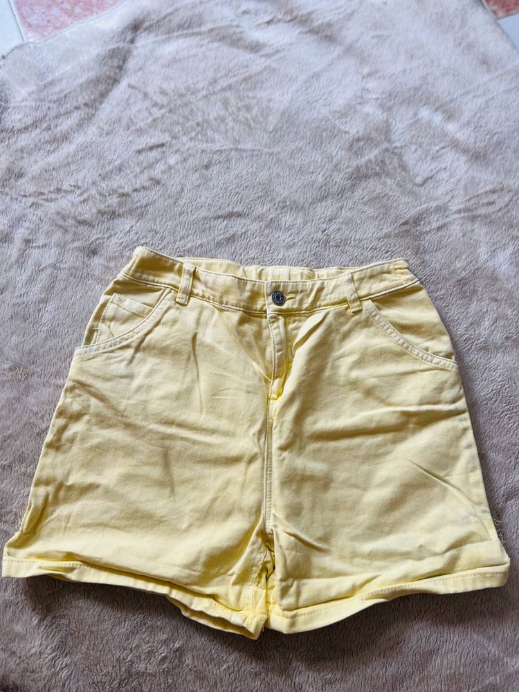 Yellow Denim Shorts