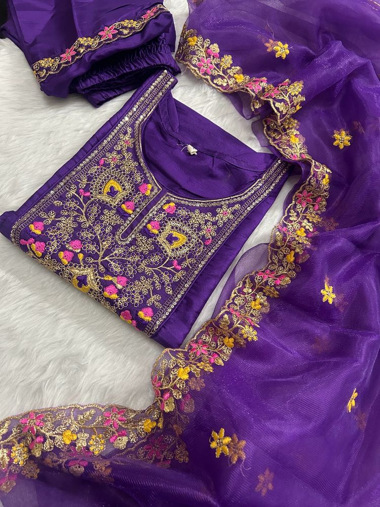 Purple Embroidered Kurta Set