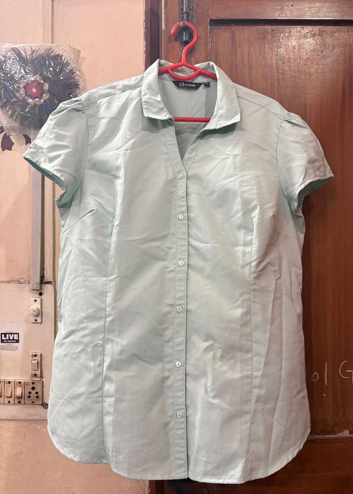 Light Green Collared Button-Up Shirt