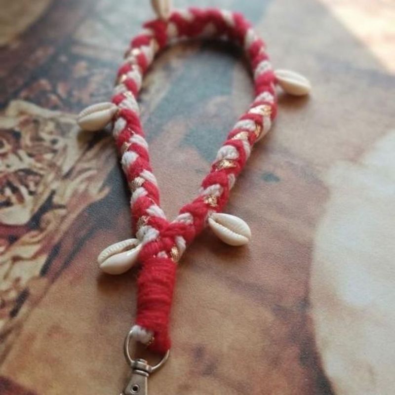 Boho Seashell &amp; Red Anklet